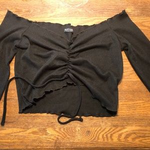 Long Sleeve off the Shoulder Crop Top